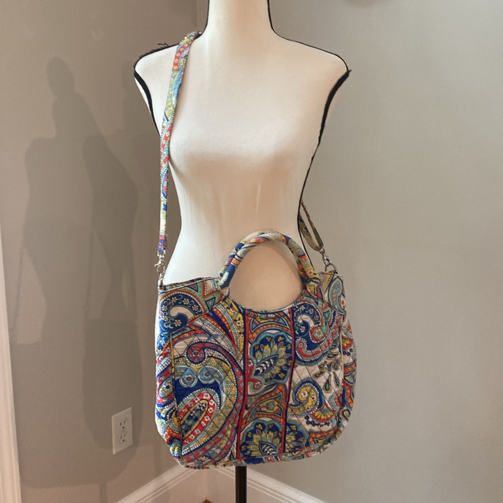 Retired Vera Bradley vintage Marina Paisley tote bag quilted cotton cross body - Picture 11 of 14